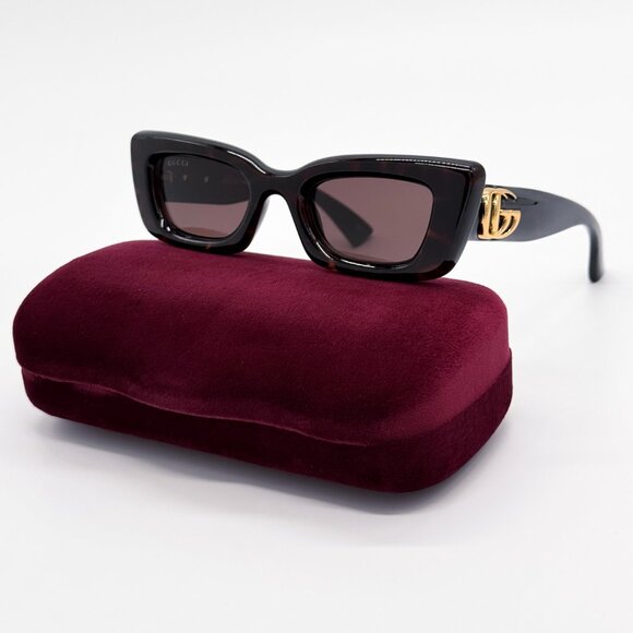 NEW GUCCI GG1827S 002 WOMEN DARK HAVANA SUNGLASSES GUCCI - Picture 1 of 13